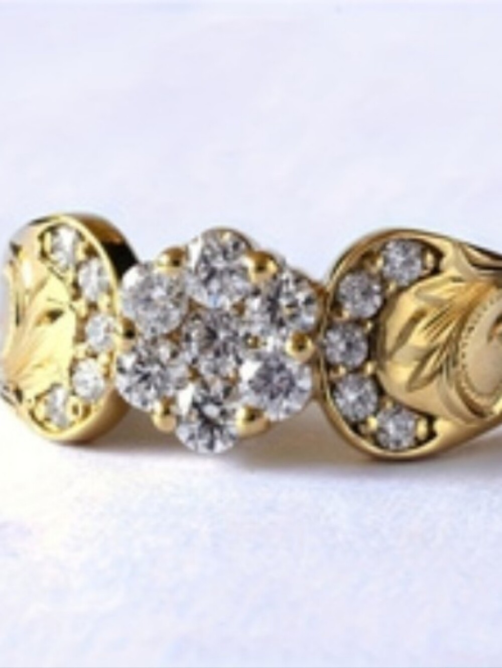 Gold Tone Floral Cluster Ring